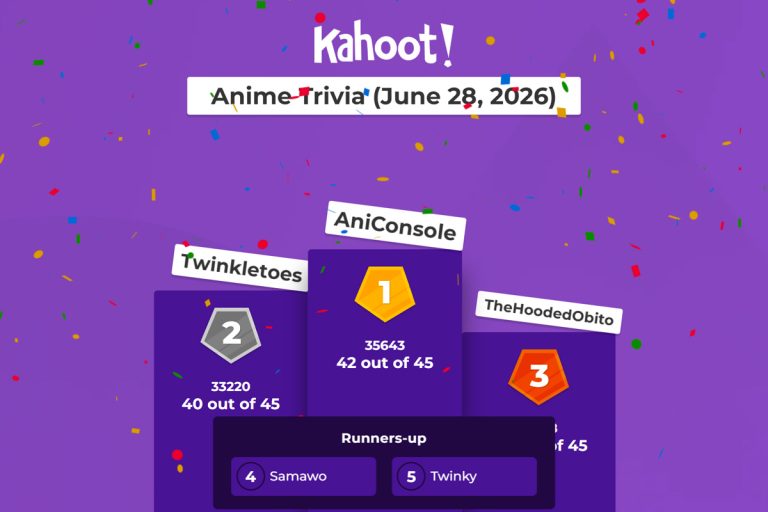 Anime Trivia Result (June 28, 2026)